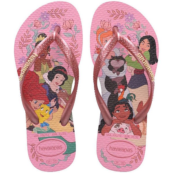 Chinelo havaianas infantil princesas slim kids 29/0 rosa - havaianas (par)