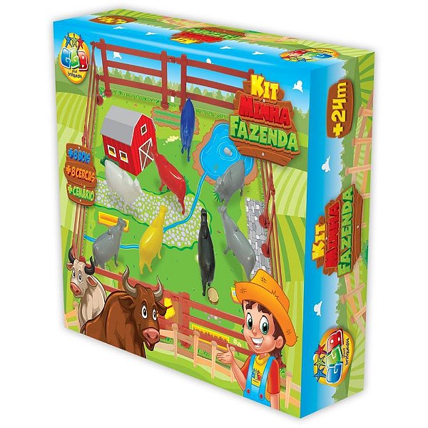 Miniatura colecionavel fazendinha 16pcs + cenario - ggb plast (unidade)