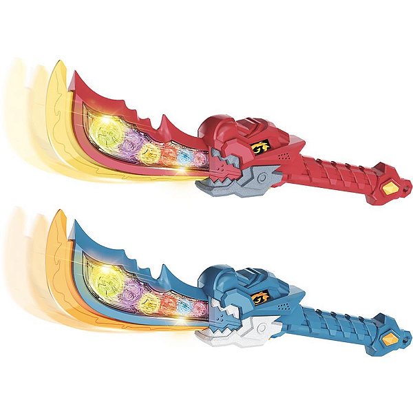 Fantasia acessorio espada dino power c/luz e som - dm toys (unidade)