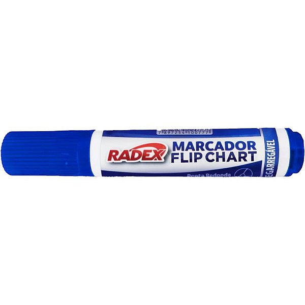 Pincel marcador permanente flip chart recarregavel azul - radex (cx.c/12)