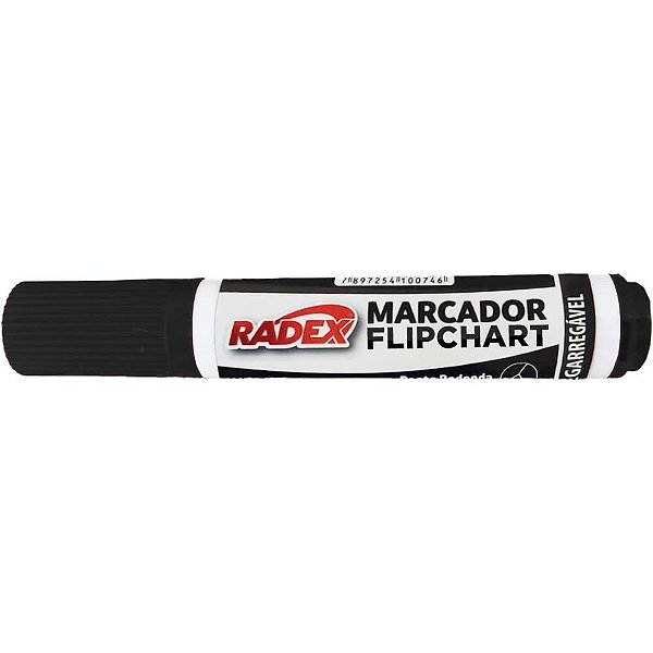 Pincel marcador permanente flip chart recarregavel preto - radex (cx.c/12)