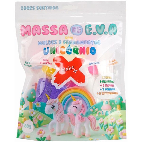 Massa de eva criativa unicornio c/molde 60g - make+ (pacote)