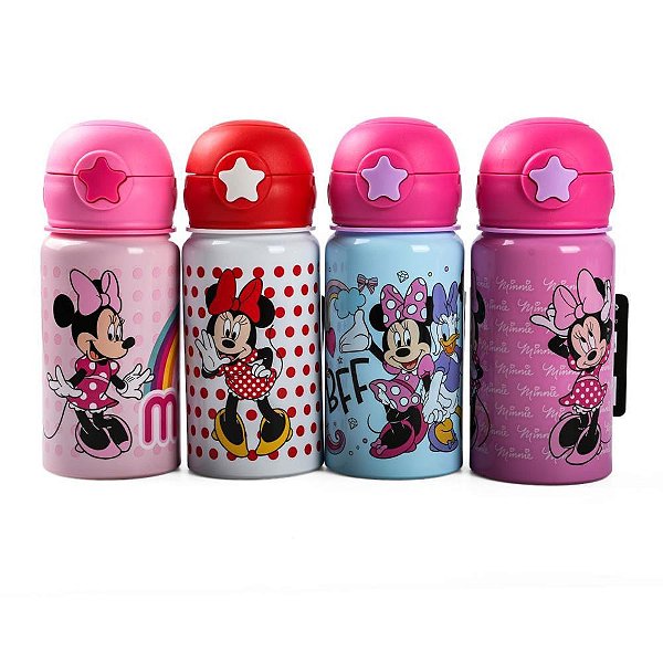 Garrafa de aluminio minnie 500ml c/trava (s) - bbr (unidade)
