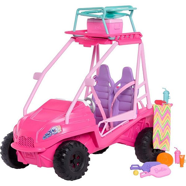 Barbie family buggy de praia rosa - mattel (unidade)