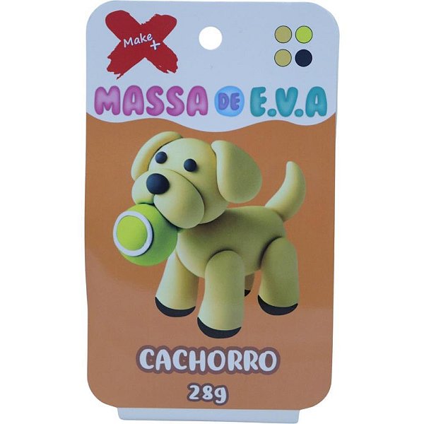 Massa de eva criativa cachorro c/04 cores 28 g - make+ (unidade)