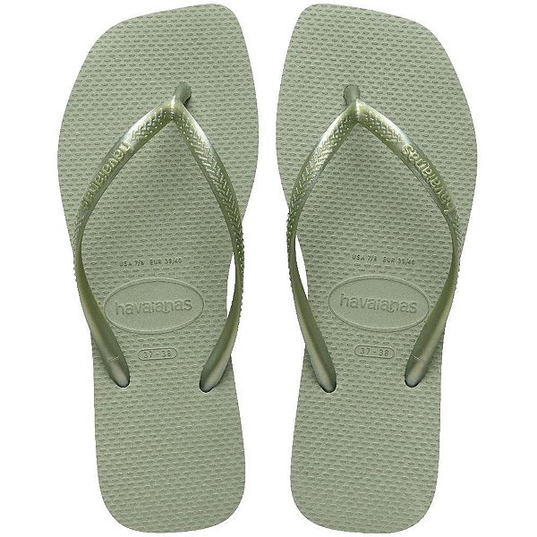 Chinelo havaianas feminino slim square 35/6 smoke green - havaianas (par)