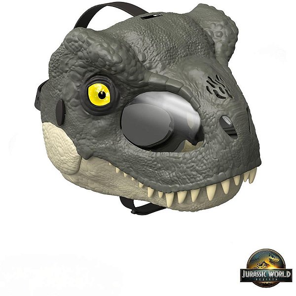 Boneco e personagem jw rebirth máscara luxo t-rex - mattel (unidade)