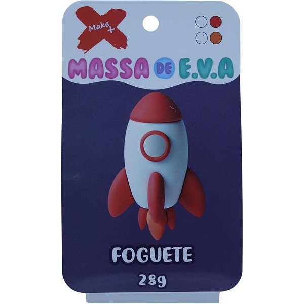 Massa de eva criativa foguete c/04 cores 28 g - make+ (unidade)