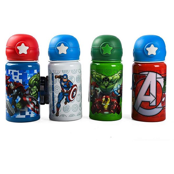 Garrafa de aluminio vingadores 500ml c/trava (s) - bbr (unidade)