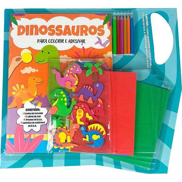 Livro com adesivos dinossauros c/lapis e eva - magic kids (unidade)