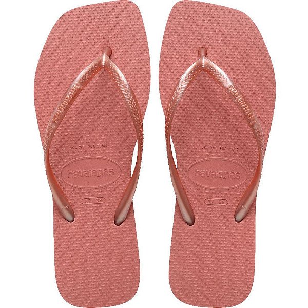 Chinelo havaianas feminino slim square 35/6 canyon clay - havaianas (par)