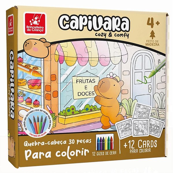 Quebra-cabeca madeira capivara para colorir 30pcs - brinc. de crianca (unidade)