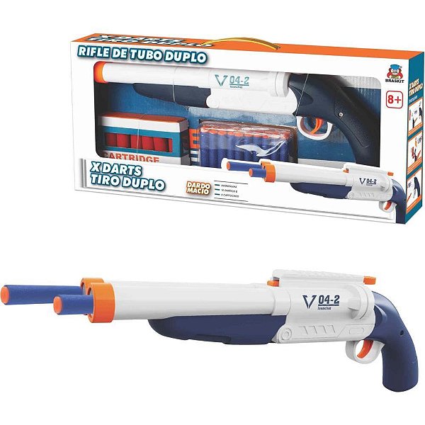 Lancador x darts tiro duplo c/10dardos - braskit (unidade)