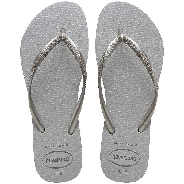 Chinelo havaianas feminino slim gloss 39/0 cinza gelo - havaianas (par)