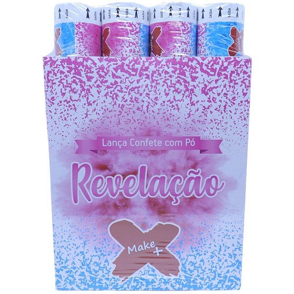 Lancador de confete lanca confete c/po rs revelaca - make+ (dp.c/12)