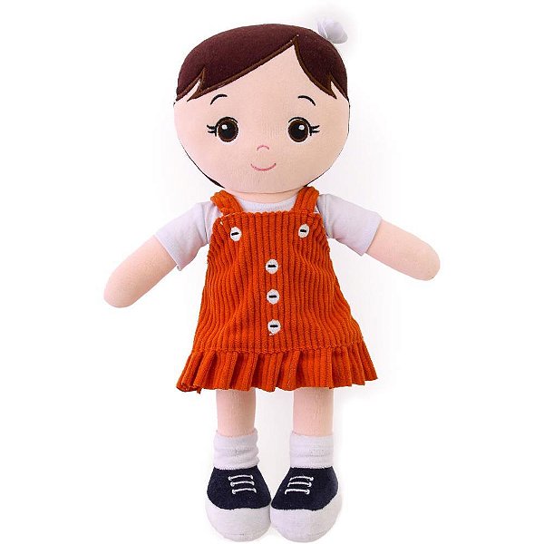 Boneca de pelucia nanda vestido laranja 35cm - zip (unidade)
