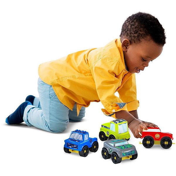 Brinquedo para montar blocolandia click 4 carros 24p - dismat (unidade)