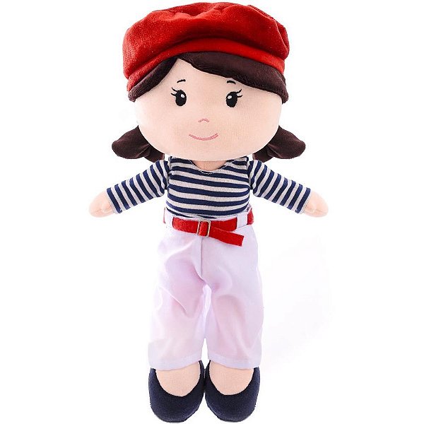 Boneca de pelucia maite boina vermelha 35cm - zip (unidade)