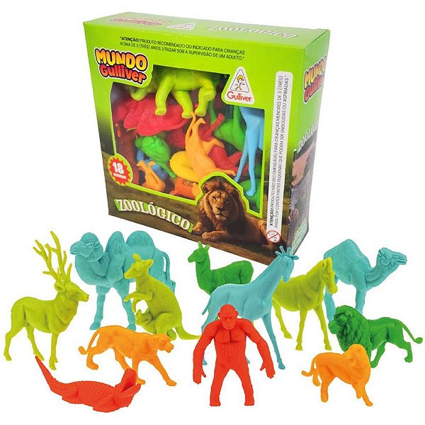 Miniatura colecionavel zoologico c/18figuras e cercas - gulliver (unidade)