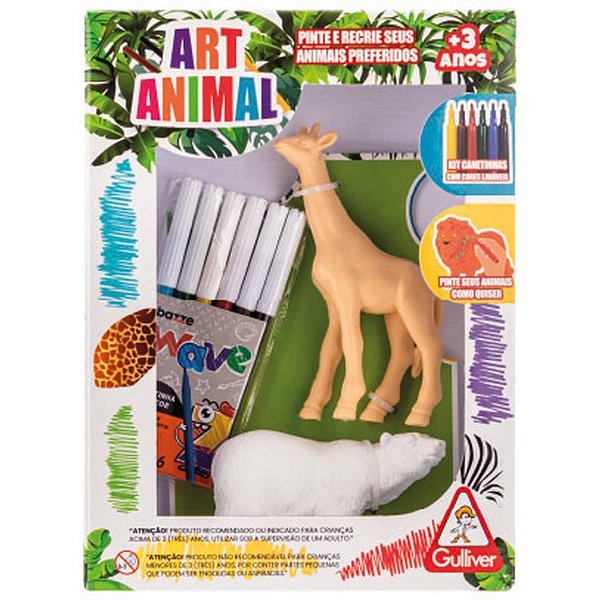 Boneco e personagem zebra e girafa c/canetinha lav - gulliver (unidade)
