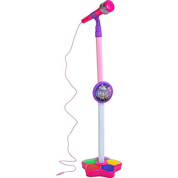 Instrumento musical microfone rosa c/luz/som - bee toys (unidade)