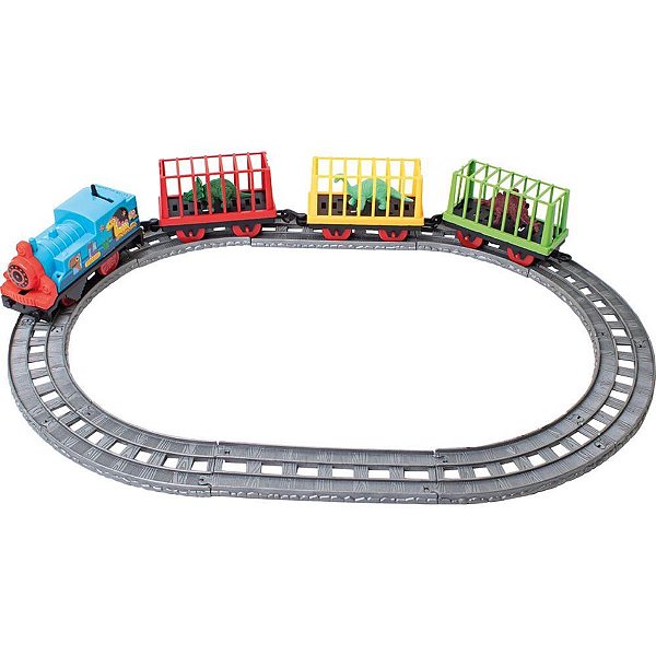 Locomotiva trem dino a pilha 43,5cm 14pcs - samba toys (unidade)