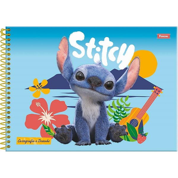 Caderno desenho univ capa dura stitch movie 80f - foroni (pct.c/05)