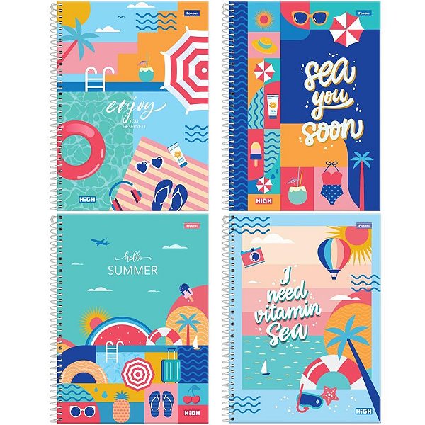 Caderno 20x1 capa dura high feminino 320fls. - foroni (pct.c/02)