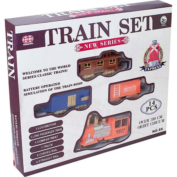 Locomotiva trem tradicional 180cm 14pcs - samba toys (unidade)