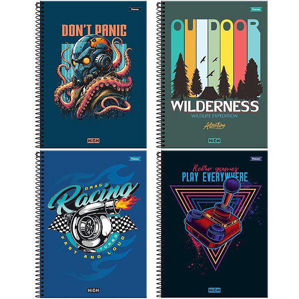 Caderno 12x1 capa dura high masculino 192fls. - foroni (pct.c/04)