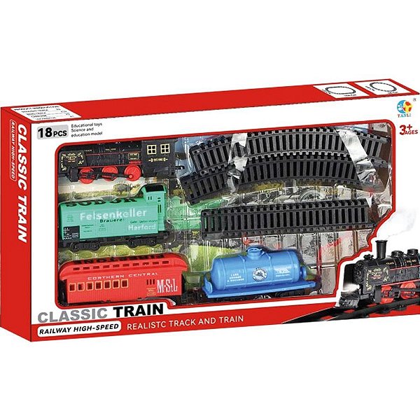 Locomotiva trem classico 18pcs pilha - samba toys (unidade)