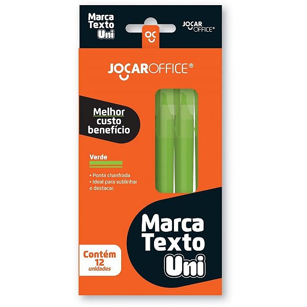 Caneta marca texto jocar uni verde - leonora (cx.c/12)