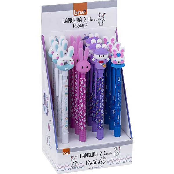 Lapiseira 2.0mm plastica rabbits sortidas - brw (dp.c/12)