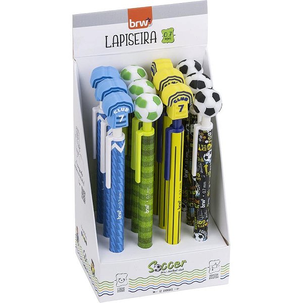 Lapiseira 0.7mm soccer plastica 4 modelos - brw (dp.c/12)