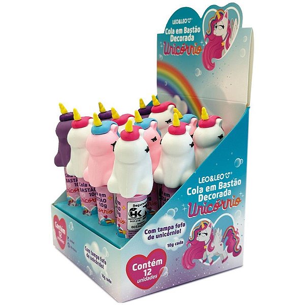 Cola em bastao unicornio 3d 10g. 3 modelos - leonora (dp.c/12)