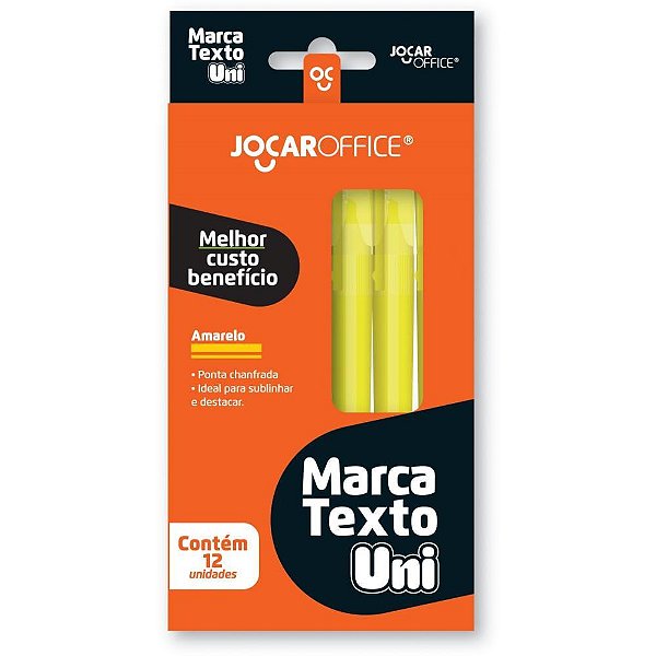 Caneta marca texto jocar uni amarelo - leonora (cx.c/12)