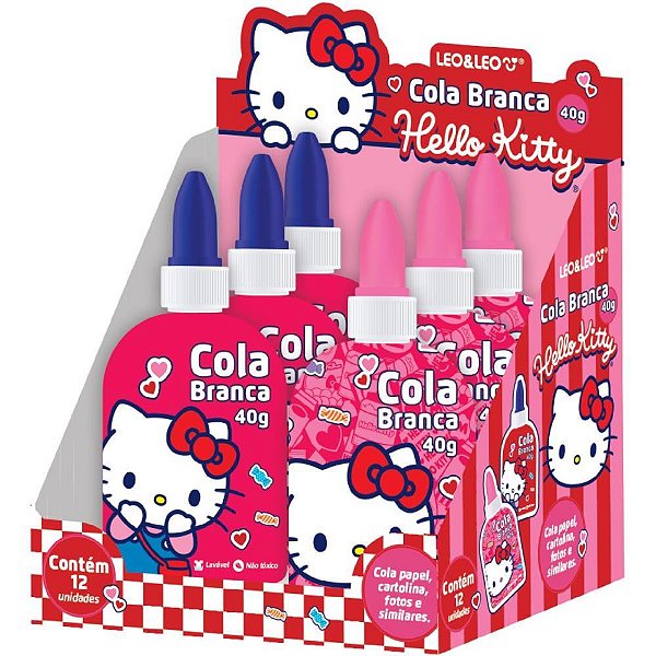 Cola escolar hello kitty 40g. 2 estampas - leonora (dp.c/12)
