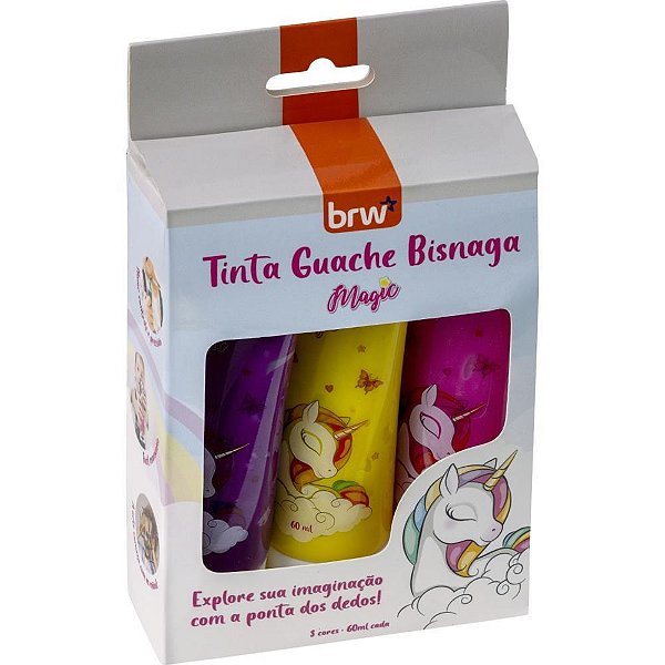 Tinta guache bisnaga magic 3 cores 60ml - brw (caixa)