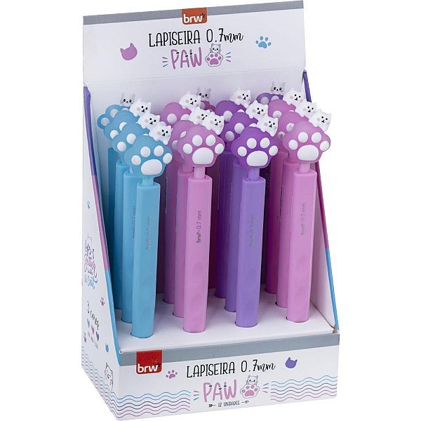 Lapiseira 0.7mm paw plastica 3 cores sortidas - brw (dp.c/12)