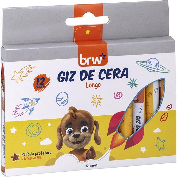Giz de cera fino 12 cores basicas - brw (unidade)