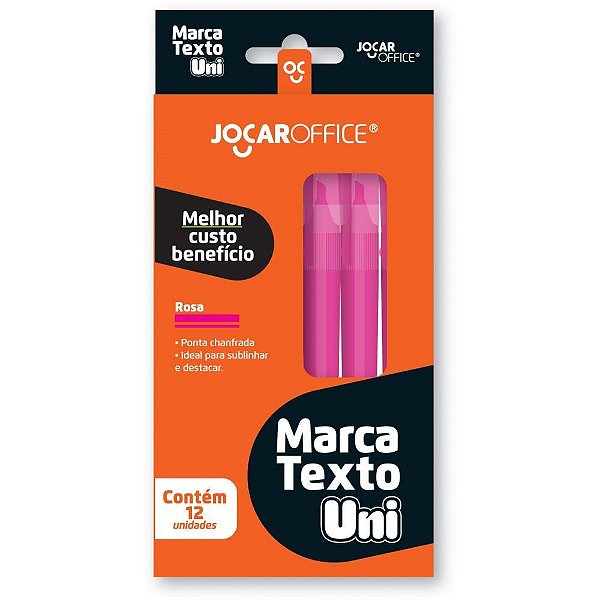 Caneta marca texto jocar uni rosa - leonora (cx.c/12)