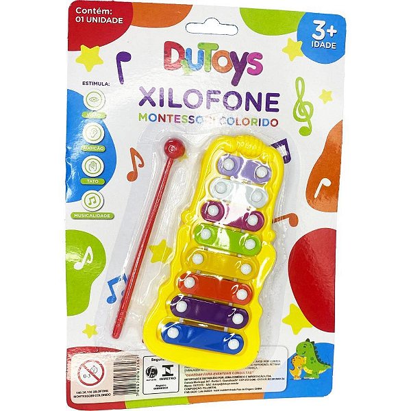 Instrumento musical xilofone montessori colorido - toy mix (unidade)