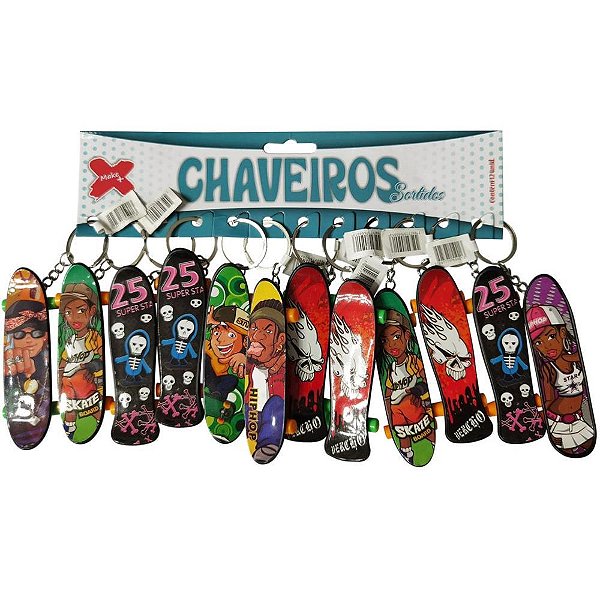 Chaveiro skate 9,5cm - make+ (bl.c/12)