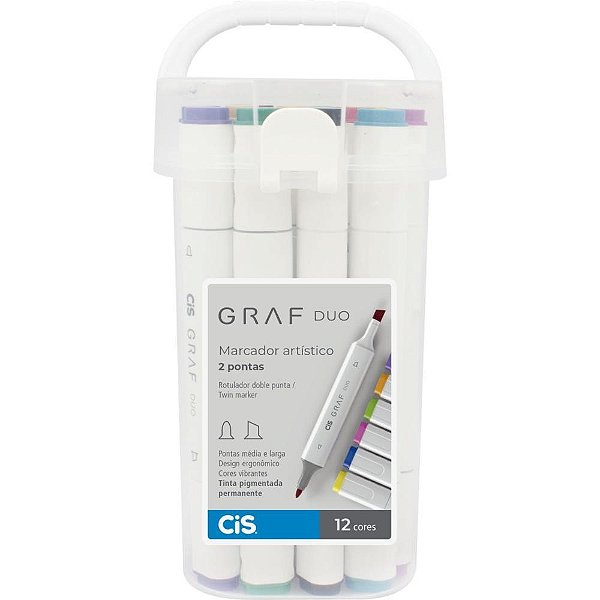 Marcador artistico cis graf duo 12 cores - sertic (estojo)
