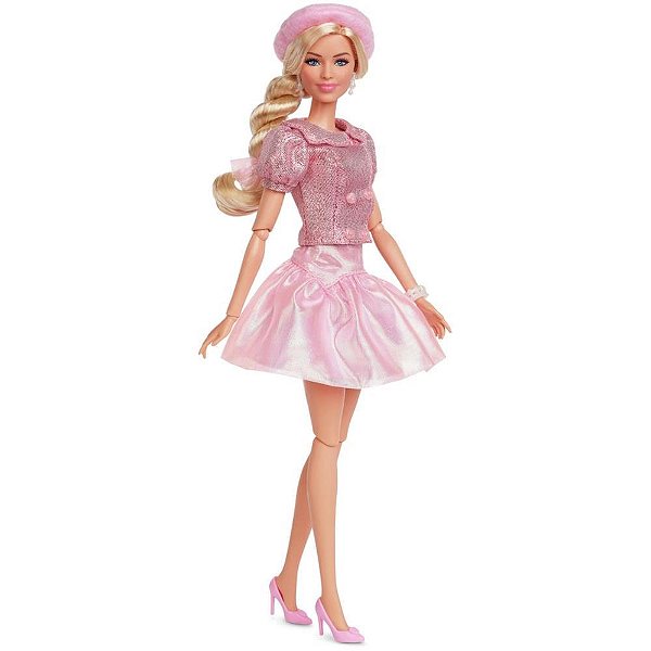 Barbie collector signature barbie boina rosa - mattel (unidade)