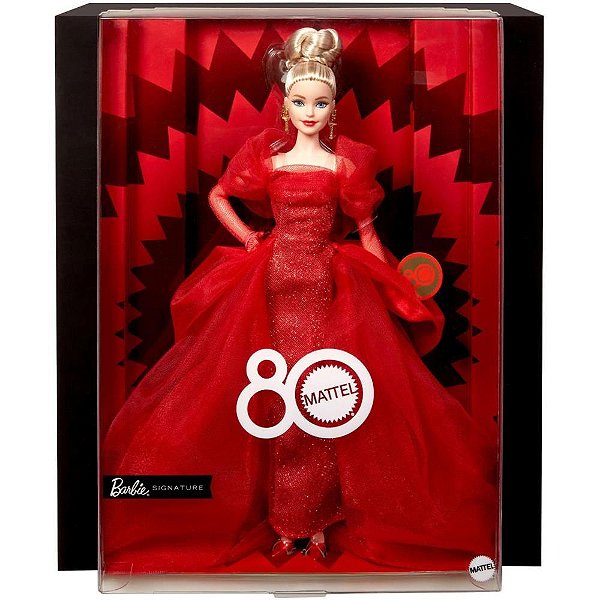 Barbie collector signature ruby red loira 80th - mattel (unidade)