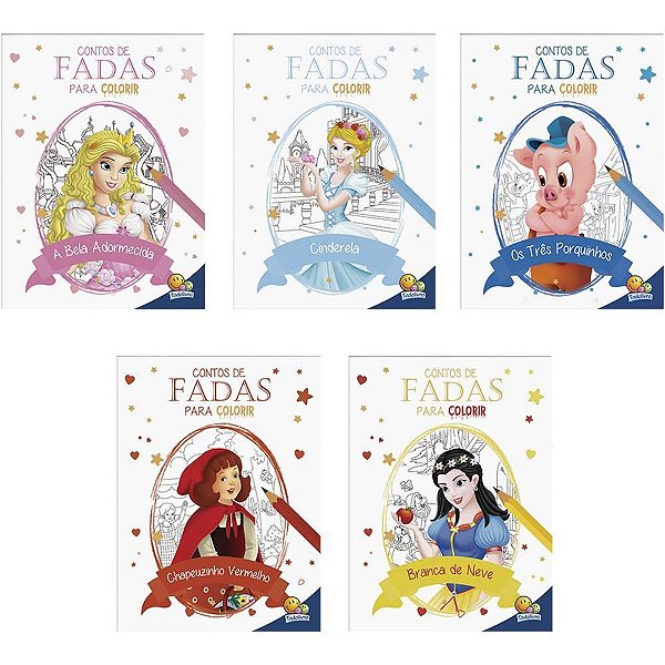 Livro infantil colorir contos de fadas 20x27 16p 5tit - todolivro (pct.c/05)