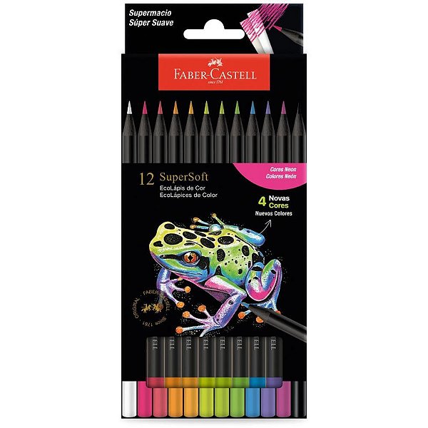 Lapis de cor redondo supersoft 12 cores metalicas - faber-castell (pct.c/12)