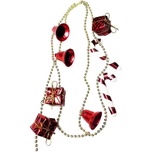 Artigo para decoracao natal enfeite cordao decorado 90cm - v.m.p. (unidade)