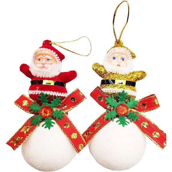 Artigo para decoracao natal enfeite bola c/papai noel 5cm - v.m.p. (pct.c/02)